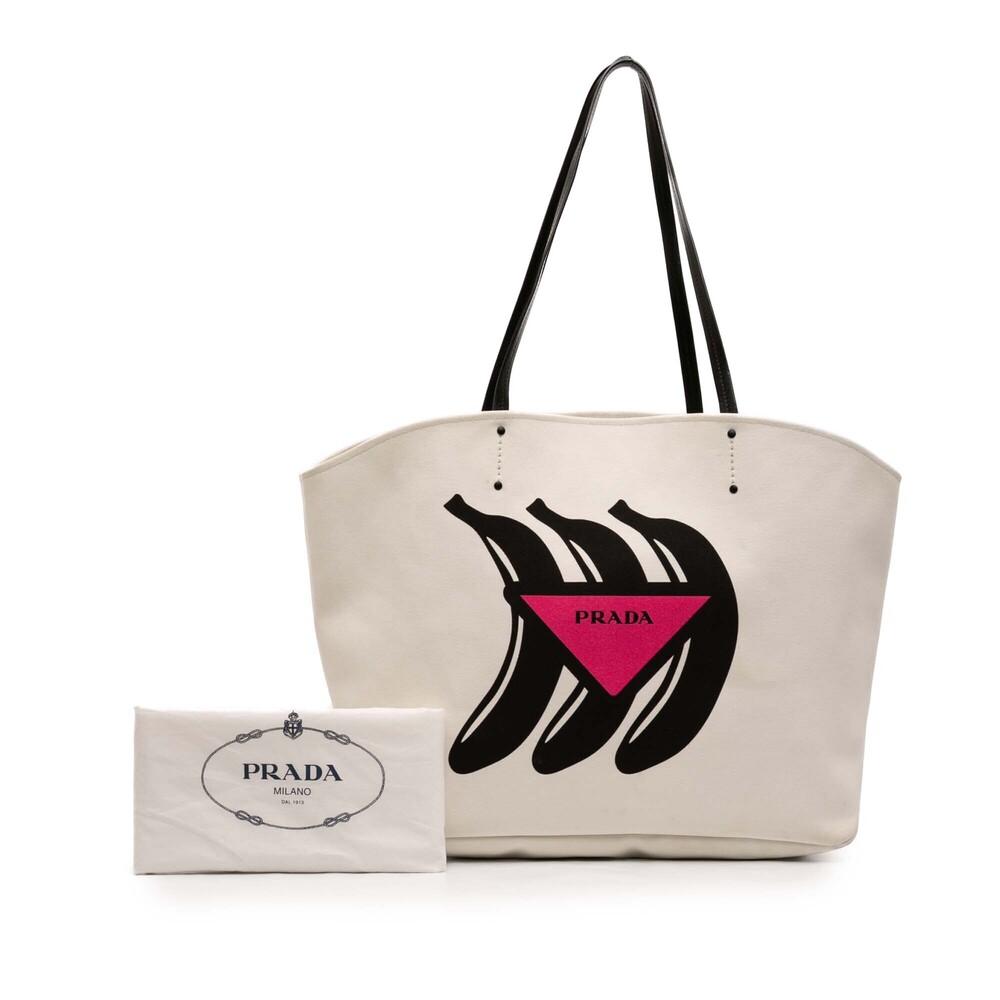 Pre-Loved Prada Canvas Canapa Printed Banana Tote - Picture 7 of 7